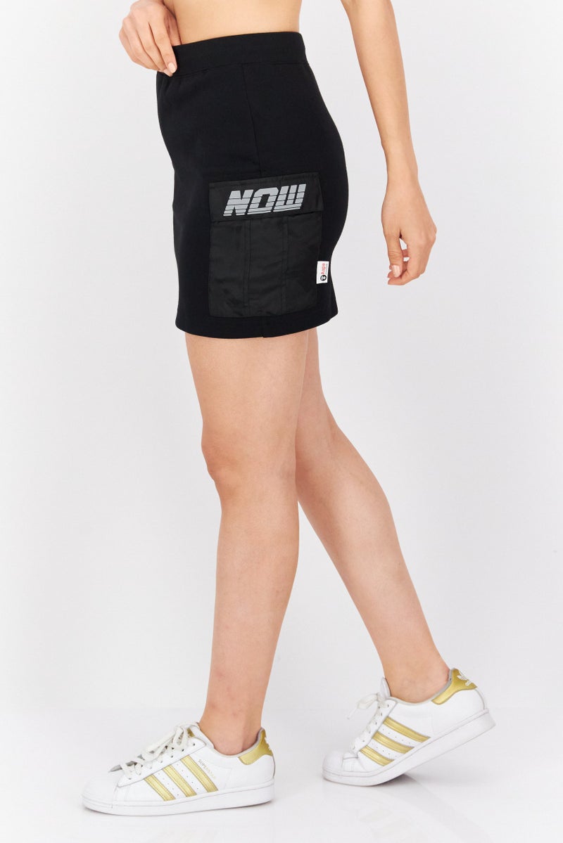 Aape By A Bathing Ape Women Brand Logo Pull On Mini Skirts, Black - Image 2