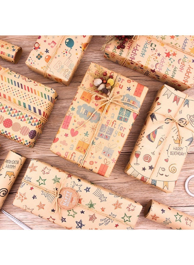 Neox 6 Sheets Gift Wrapping Paper With Accessories,Holiday Gift Wrapping Paper,Birthday Gift Box Gift Wrapping DIY, Gift Wrapping Paper for Birthday, Holiday, Wedding, Party,Kids Gift Wrapping (70cmX50cm) - Image 2