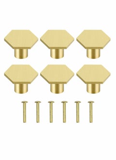 Y&D Cabinet Knobs Gold Drawer Solid Brass Cupboard with 6 Screws for Drawer, Wardrobe, Cabinets, Doors, Decoration （6Pcs ）  - Image 1