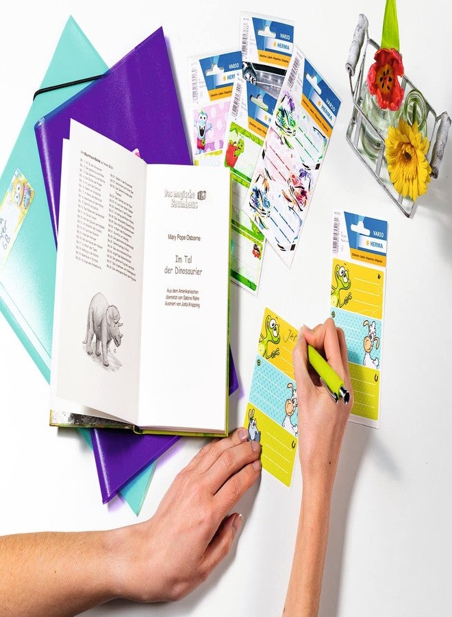 HERMA 1906 Book Labels for Writing on Painting, 9 Pieces, 76 x 35 mm, Self-Adhesive Lined Book Stickers for School, Kids, Girls, Boys, Multicolour Book Labels Stickers, Colourful - Image 3