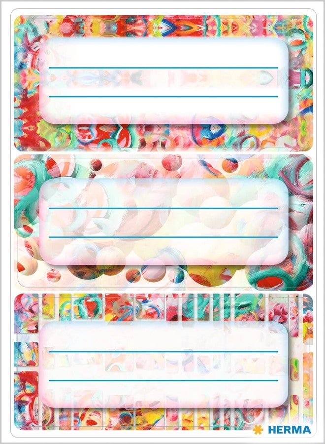 HERMA 1906 Book Labels for Writing on Painting, 9 Pieces, 76 x 35 mm, Self-Adhesive Lined Book Stickers for School, Kids, Girls, Boys, Multicolour Book Labels Stickers, Colourful - Image 2