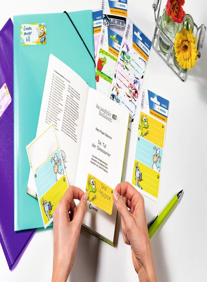 HERMA 1906 Book Labels for Writing on Painting, 9 Pieces, 76 x 35 mm, Self-Adhesive Lined Book Stickers for School, Kids, Girls, Boys, Multicolour Book Labels Stickers, Colourful - Image 5
