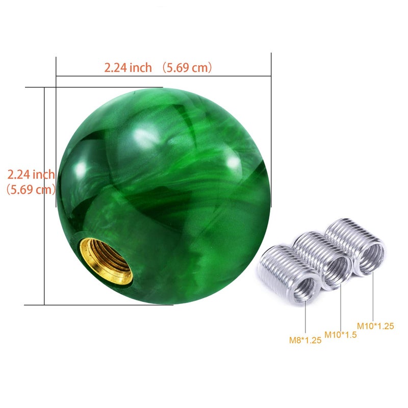 Arenbel Shifter Ball Car Shift Knob Stick Round Gear Lever Handle Fit Most Manual Automatic Vehicles, Green - Image 2