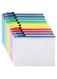 Generic 10pcs Mesh Zipper File Bags Mesh Zipper Pouch, Waterproof Zipper Bags, 5 Colors A4 Size Plastic Document Pouch for Travel Storage, School Supplies, Office Appliances  - Image 1