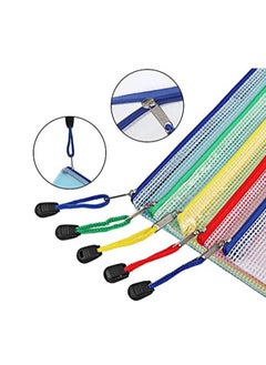 Generic 10pcs Mesh Zipper File Bags Mesh Zipper Pouch, Waterproof Zipper Bags, 5 Colors A4 Size Plastic Document Pouch for Travel Storage, School Supplies, Office Appliances  - Image 2