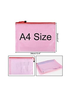 Generic 10pcs Mesh Zipper File Bags Mesh Zipper Pouch, Waterproof Zipper Bags, 5 Colors A4 Size Plastic Document Pouch for Travel Storage, School Supplies, Office Appliances  - Image 4