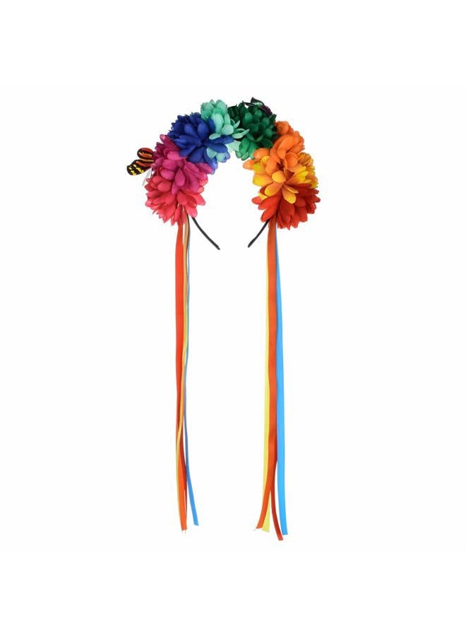 DreamLily Flower Crown Headband Halloween Cinco De Mayo Party Costume Dia de los muertos Headpiece NC25(B-Colorful Ribbon) - Image 2
