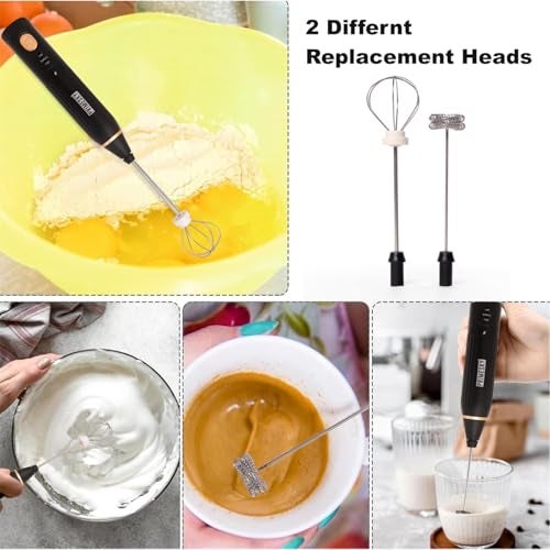 PRIMESKY® Royal Milk Frother Heavy 12000 RPM Coffee frother Electric USB Rechargeable 3-Speed Electric Frother for Coffee with Whisk and Frother Mixer, Stand-up Design - Image 4