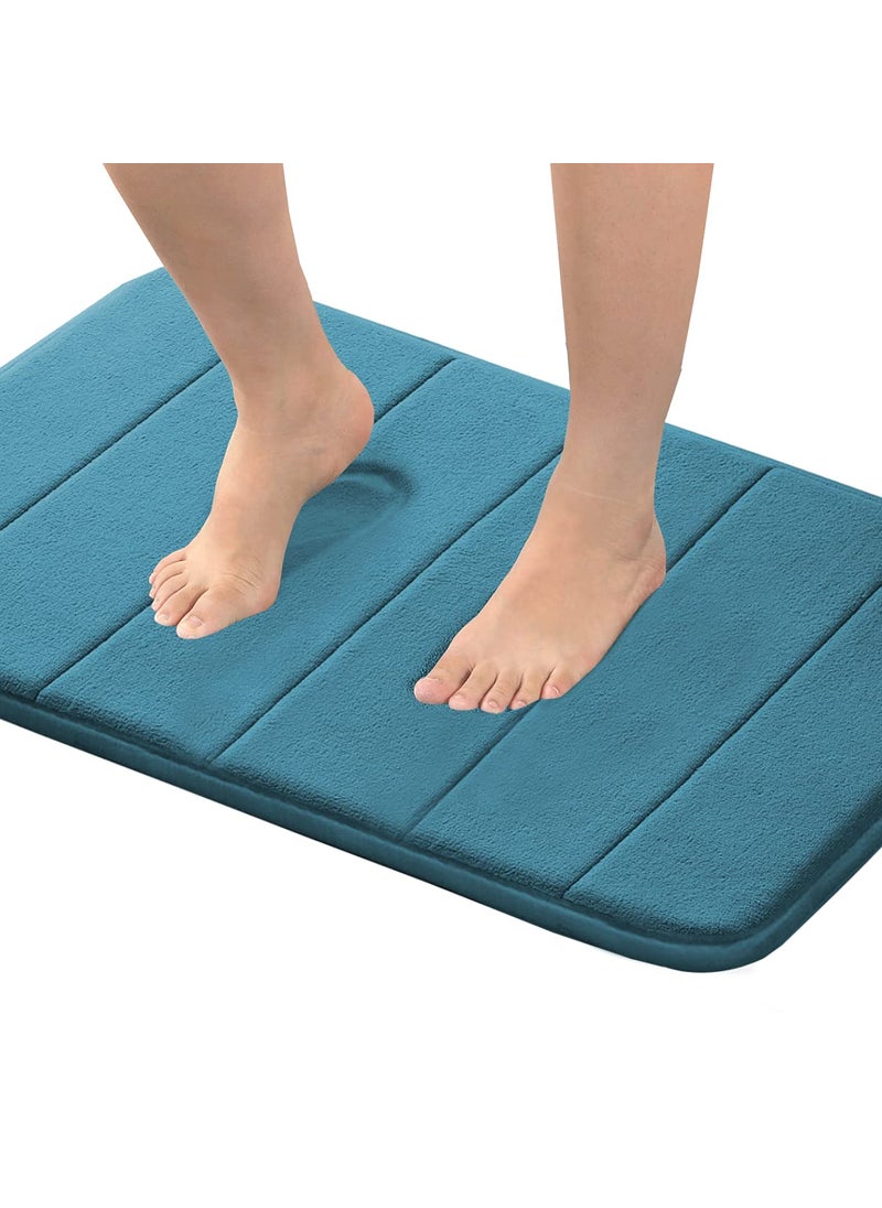 Flamingo P Flamingo P Memory Foam Bath Mat Rug Soft Non Slip Absorbent Quick Dry Bathroom Mats Rugs Machine Washable 24x17 Inches Dark Teal 