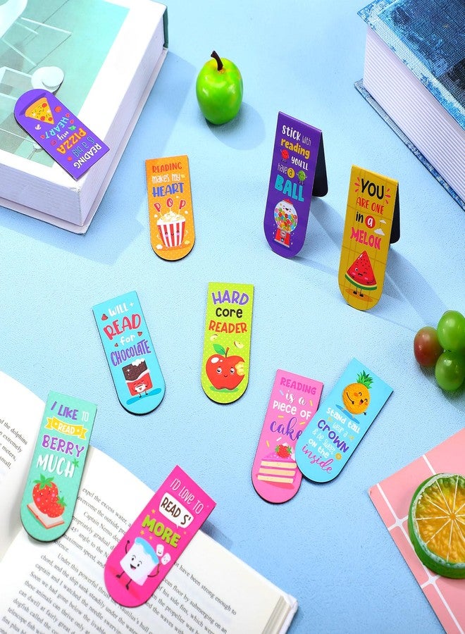 Fainne 30 Pieces Assorted Scented Magnetic Bookmarks Scratch and Cute Sniff Fruit Food Theme Bookmarks Encouraging Sayings Book Tag 10 Styles(Classic) - Image 4
