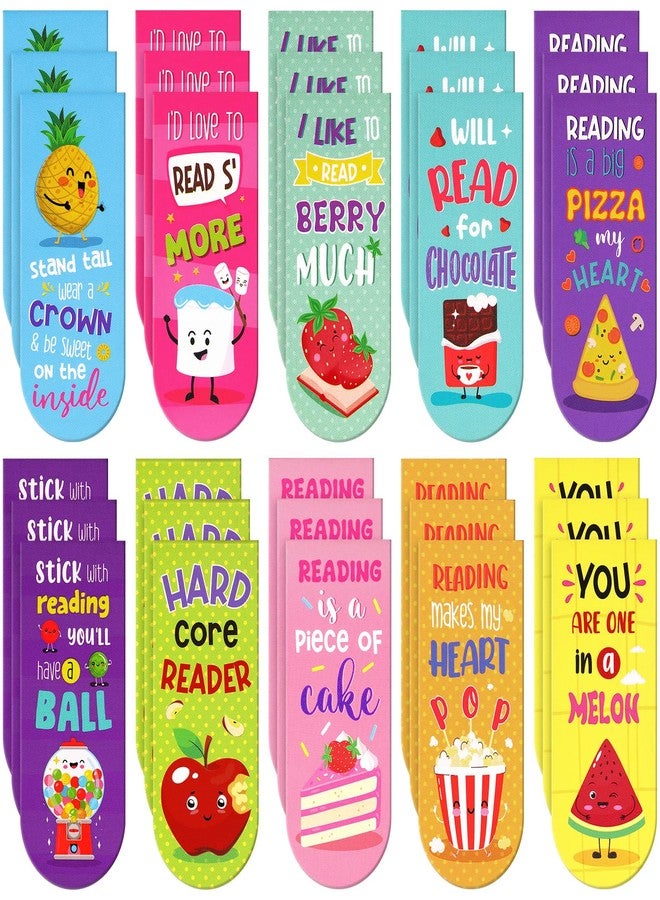 Fainne 30 Pieces Assorted Scented Magnetic Bookmarks Scratch and Cute Sniff Fruit Food Theme Bookmarks Encouraging Sayings Book Tag 10 Styles(Classic) - Image 1