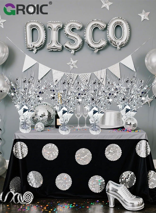 GROIC 12 Pack Metallic Foil Spray Centerpiece Star Table Decoration Burst Table Centerpieces for Birthday Wedding Anniversary Graduation Holiday Party Supplies Decor, Silver - Image 3