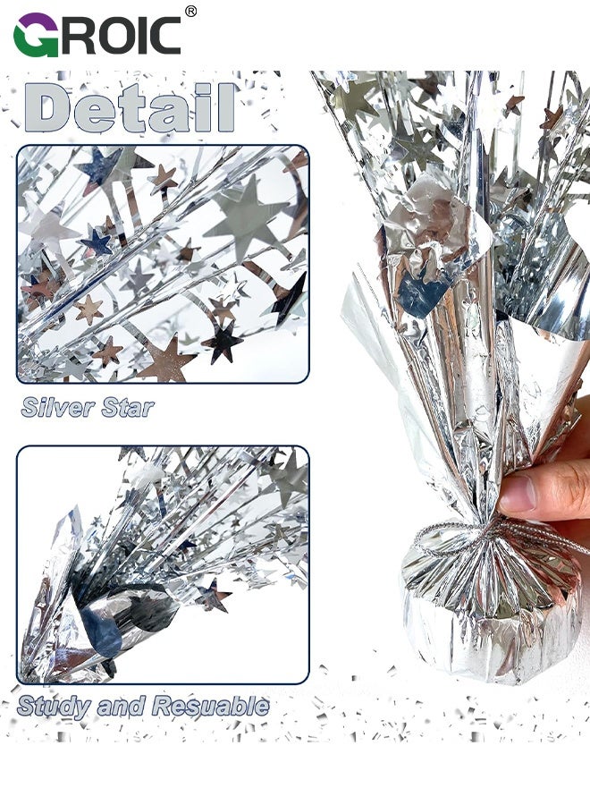 GROIC 12 Pack Metallic Foil Spray Centerpiece Star Table Decoration Burst Table Centerpieces for Birthday Wedding Anniversary Graduation Holiday Party Supplies Decor, Silver - Image 4