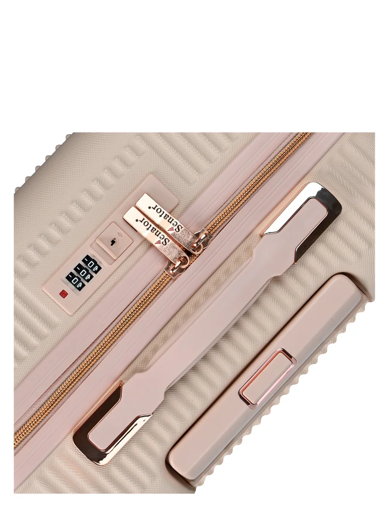 SENATOR Hard Case Trolley Luggage Set For Unisex ABS Lightweight 4 Double Wheeled Suitcase With Built In TSA Type lock A5123 Set Of 3 Milk Pink