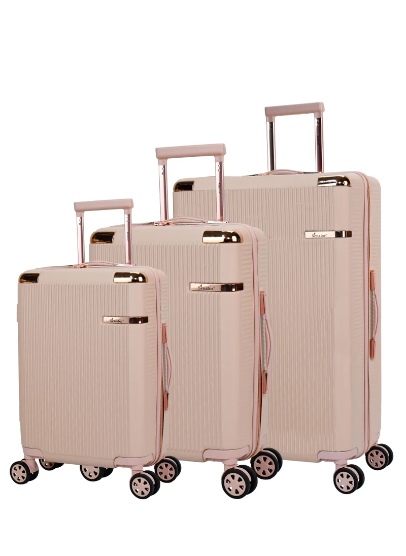 سيناتور Hard Case Trolley Luggage Set For Unisex ABS Lightweight 4 Double Wheeled Suitcase With Built In TSA Type lock A5123 Set Of 3 Milk Pink