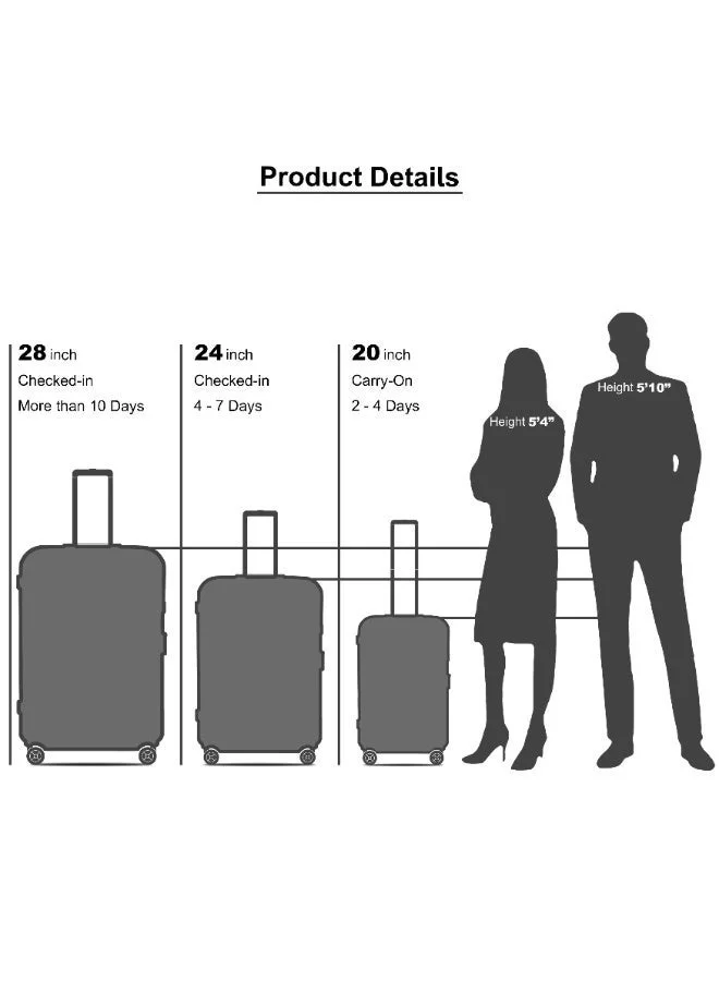 Senator Milk Pink Hard Case Trolley Luggage Set For Unisex ABS Lightweight 4 Double Wheeled Suitcase With Built In TSA Type lock A5123 Set Of 3 Milk Pink  | Best Price UAE