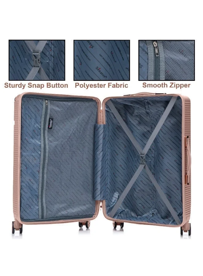 Senator Milk Pink Hard Case Trolley Luggage Set For Unisex ABS Lightweight 4 Double Wheeled Suitcase With Built In TSA Type lock A5123 Set Of 3 Milk Pink  | Best Price UAE