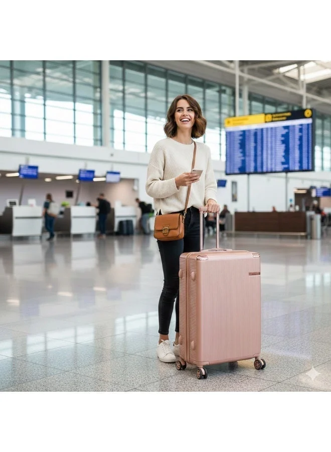 Senator Milk Pink Hard Case Trolley Luggage Set For Unisex ABS Lightweight 4 Double Wheeled Suitcase With Built In TSA Type lock A5123 Set Of 3 Milk Pink  | Best Price UAE