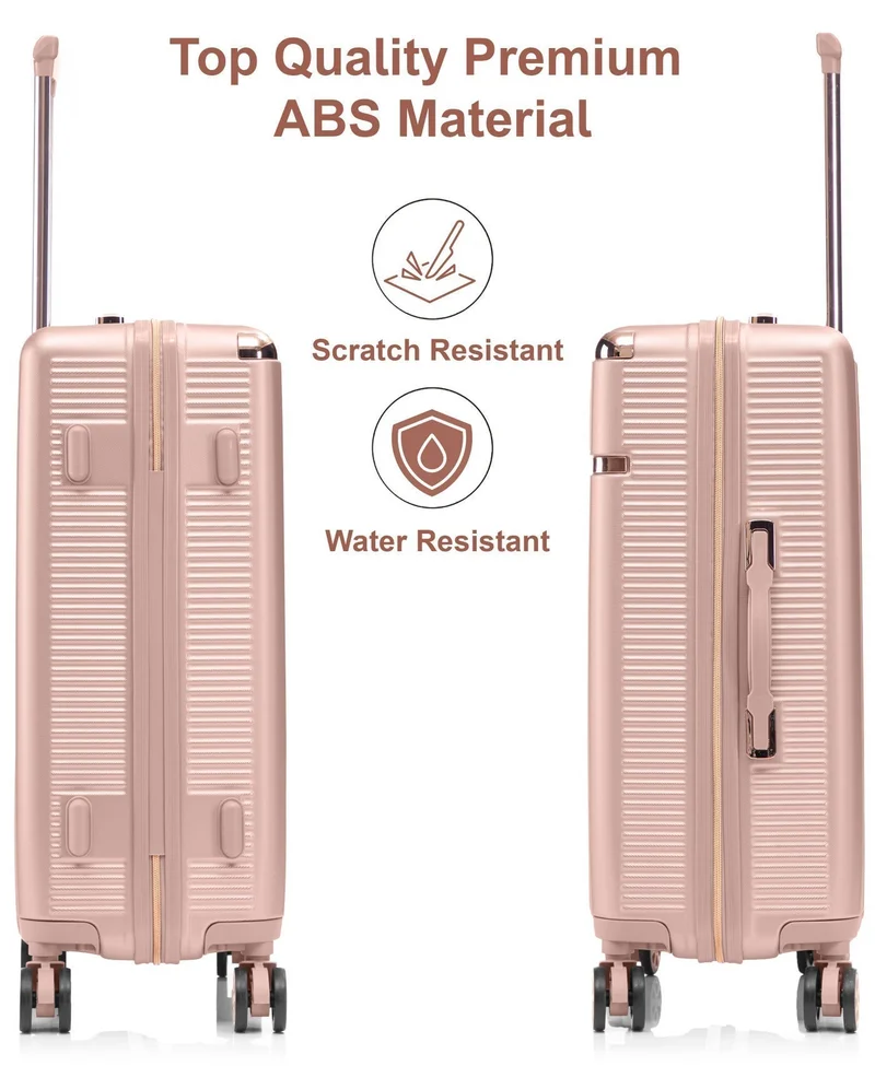 Senator Milk Pink Hard Case Trolley Luggage Set For Unisex ABS Lightweight 4 Double Wheeled Suitcase With Built In TSA Type lock A5123 Set Of 3 Milk Pink  | Best Price UAE