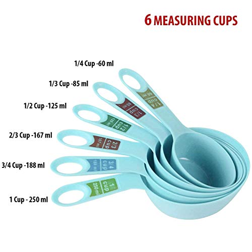 Inditradition 12 Pieces Measuring Cup & Spoon Set | Food-Grade, BPA Free, Multipurpose Kitchen Tool (Plastic, Assorted Colour) - Image 4