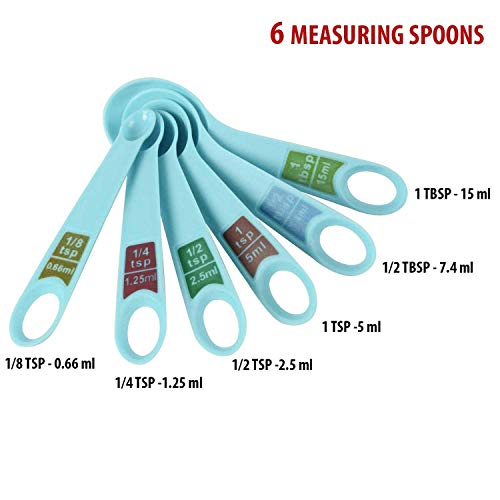 Inditradition 12 Pieces Measuring Cup & Spoon Set | Food-Grade, BPA Free, Multipurpose Kitchen Tool (Plastic, Assorted Colour) - Image 5
