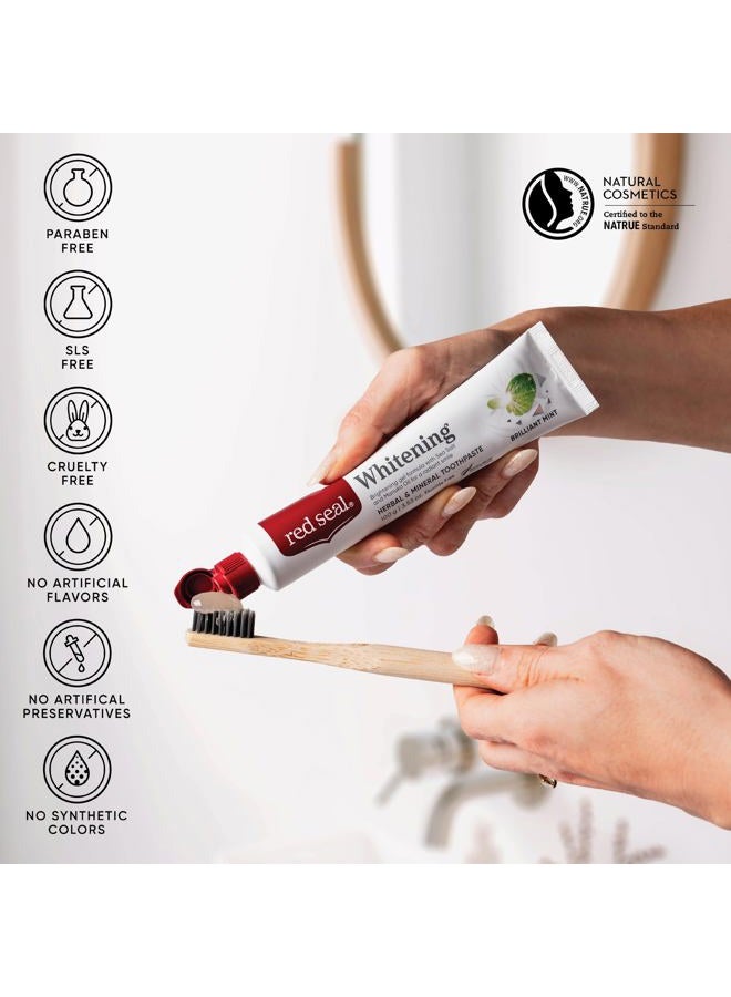 Red seal Fluoride Free Whitening Toothpaste - Mint - Vegan Friendly, Cruelty Free, No Synthetic Colors or Artificial Flavors, NATRUE Certified Natural Ingredients, Paraben & SLS Free, 3.53 oz - Image 2