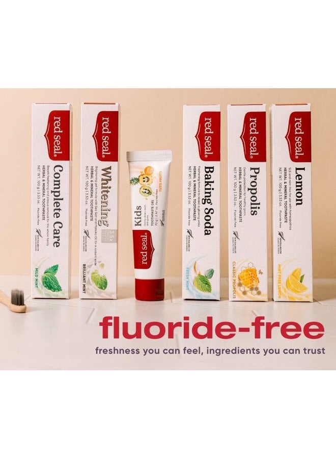 Red seal Fluoride Free Whitening Toothpaste - Mint - Vegan Friendly, Cruelty Free, No Synthetic Colors or Artificial Flavors, NATRUE Certified Natural Ingredients, Paraben & SLS Free, 3.53 oz - Image 4