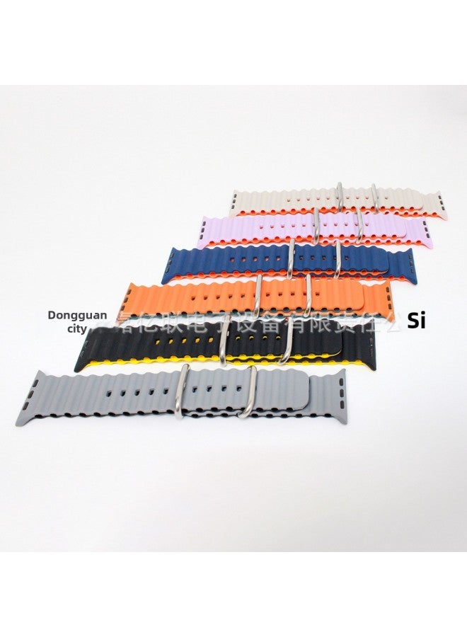 Two-color Marine Strap Silicone Real Buckle For Apple Smart Watch S8/9 Exclusive For Strap Wholesale-Color:Note Color Size - Image 5