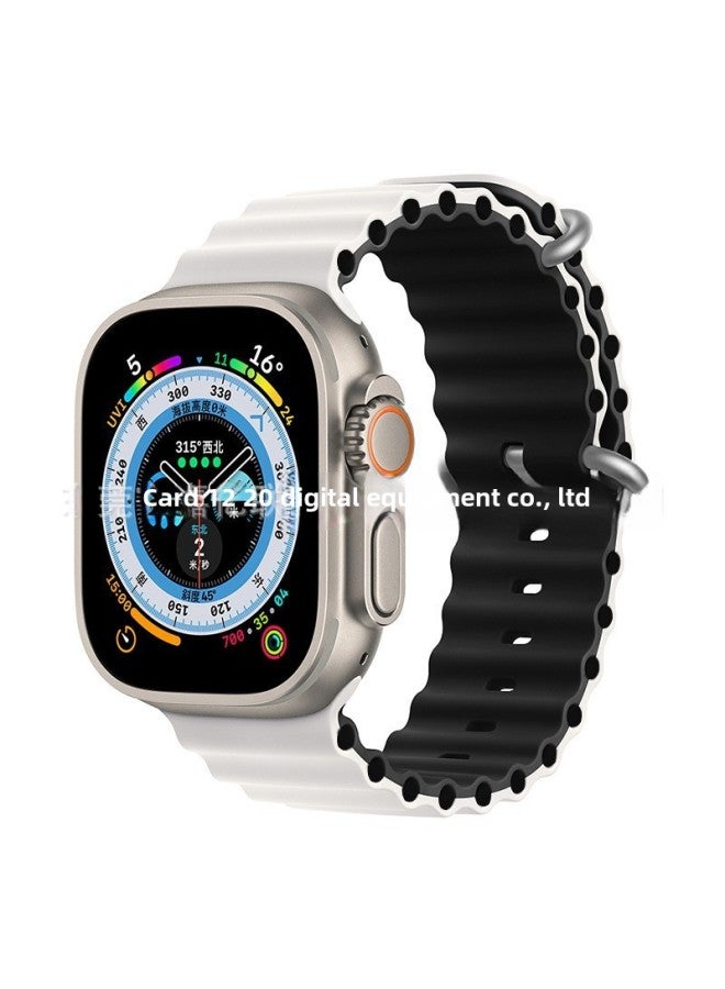 Two-color Marine Strap Silicone Real Buckle For Apple Smart Watch S8/9 Exclusive For Strap Wholesale-Color:Note Color Size - Image 1