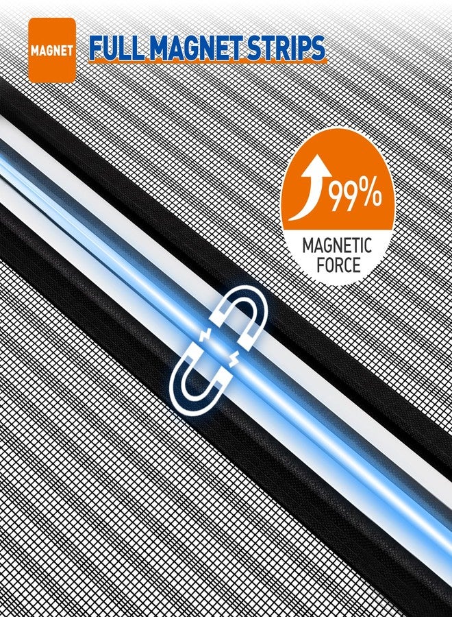MAGZO باب شبكي مغناطيسي من ماغزو، يناسب أبوابًا بمقاس 32 × 80 بوصة، وشاشات بمقاس 34 × 81 بوصة. شبكة باب مغناطيسية كاملة الشريط مع إطار كامل بخطاف وحلقة لباب الفناء، أسود. - Image 3