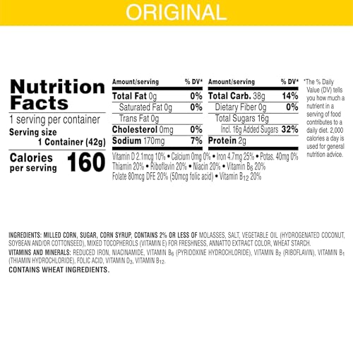 Corn Pops Kellogg's Corn Pops Cold Breakfast Cereal Cups, 8 Vitamins and Minerals, Kids Snacks, Original (12 Cups) - Image 5