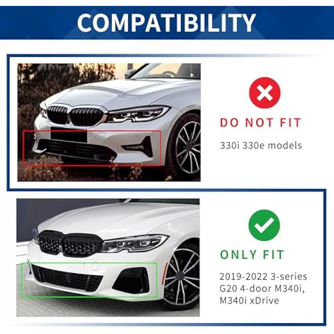 XPHAZZ Front Lip Compatible with 3-Series Sedan M-Sport Package (Carbon Fiber Pattern, 2019-2022 G20) - Image 2
