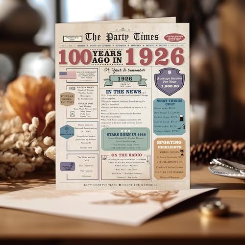 Zyulin 100th Birthday Card for Men Women, Retro Birthday Gifts for 100 Year Old Man Woman, 100th Bday Decorations for Grandpa Grandma - Image 4