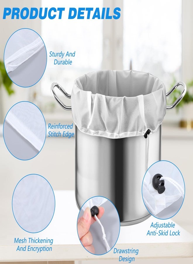 مجموعة أكياس تخمير كلاسيك سيالي، 3 قطع، كيس تصفية شبكي من النايلون مقاس 16 × 11 بوصة، كيس من قماش الجبن للتصفية مع رباط قابل للتعديل لتخمير البيرة المنزلية من الشعير والفواكه والنبيذ - Image 3