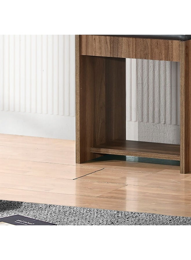 DANUBE HOME Supreme Stool for Dresser – Elegant Wooden Vanity Stool Chair for Bedroom, Makeup Table, Dressing Table – Comfortable Cushioned Seat for Home Furniture -Light Walnut - Image 4