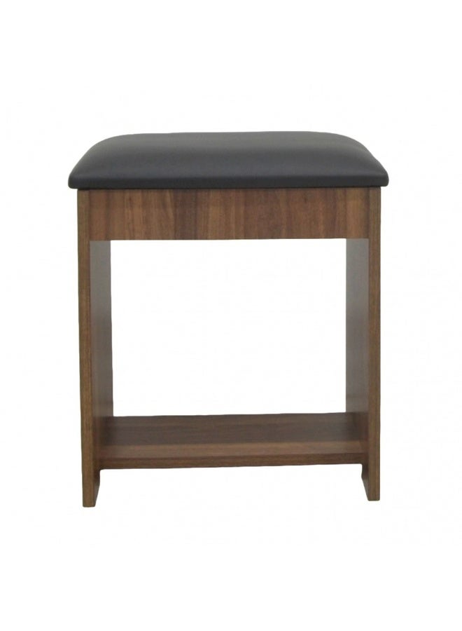 DANUBE HOME Supreme Stool for Dresser – Elegant Wooden Vanity Stool Chair for Bedroom, Makeup Table, Dressing Table – Comfortable Cushioned Seat for Home Furniture -Light Walnut - Image 5