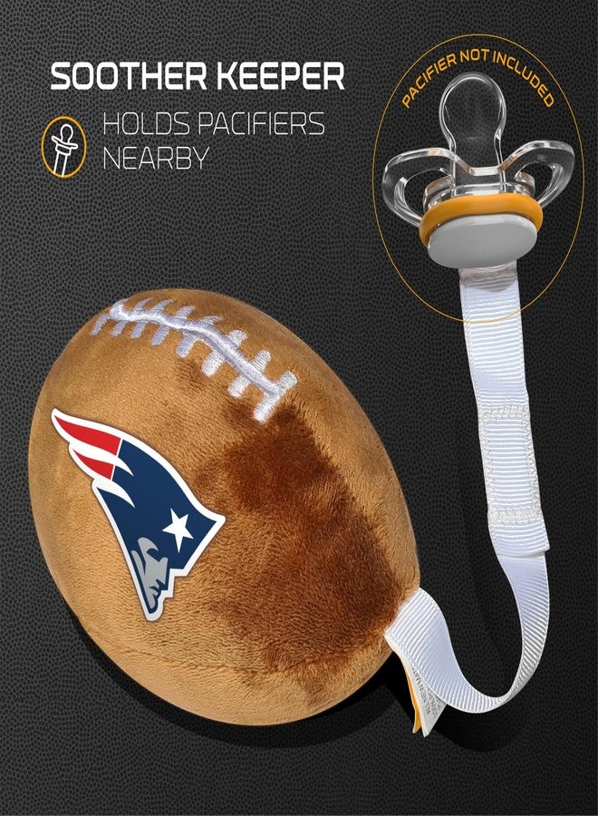 Smilo New England Patriots Plush Football Pacifier Holder by Smilo - Officially Licensed NFL Soother Holder - Soft Plush Toy and Dummy Holder - Fits Any Pacifier - Stroller Accessory & Newborn Essential - Image 3