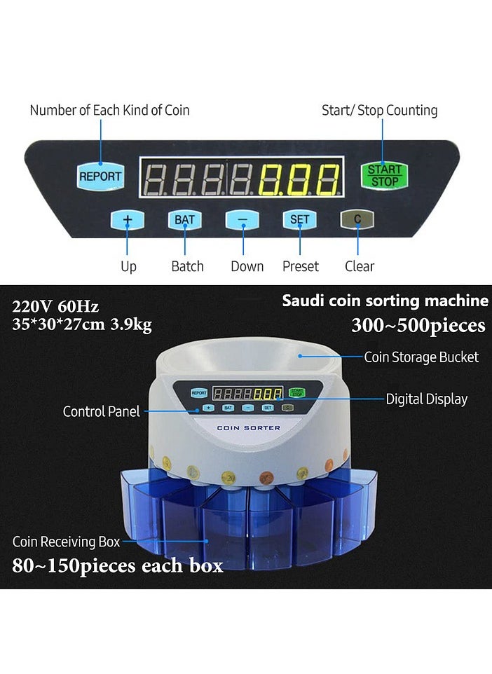 Generic Professional Coin Counter & Coin Sorter Machine, Electric Change Counter with LCD Display for both Totals and Counts, Calculation Speed Max 150 pieces/min  - Image 2