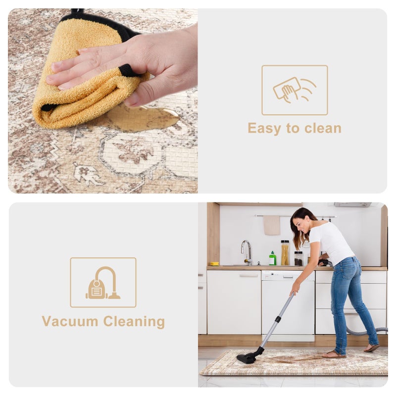 KIMODE Farmhouse Kitchen Mats,Anti Fatigue Kitchen Rugs Sets of 2, Non Slip Waterproof Kitchen Floor Mats, Ergonomic Cushioned Comfort Standing Mat for Laundry, Office, Sink,Desk,Mutil-Khaki - Image 5