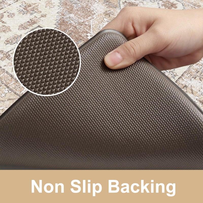 KIMODE Farmhouse Kitchen Mats,Anti Fatigue Kitchen Rugs Sets of 2, Non Slip Waterproof Kitchen Floor Mats, Ergonomic Cushioned Comfort Standing Mat for Laundry, Office, Sink,Desk,Mutil-Khaki - Image 4
