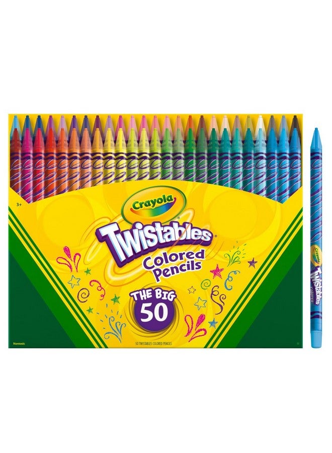 Crayola Twistables Colored Pencil Set (50ct), No Sharpen Colored Pencils For Kids, Coloring Book Pencils, Stocking Stuffers for Kids, Holiday Gift, 4+ - Image 2