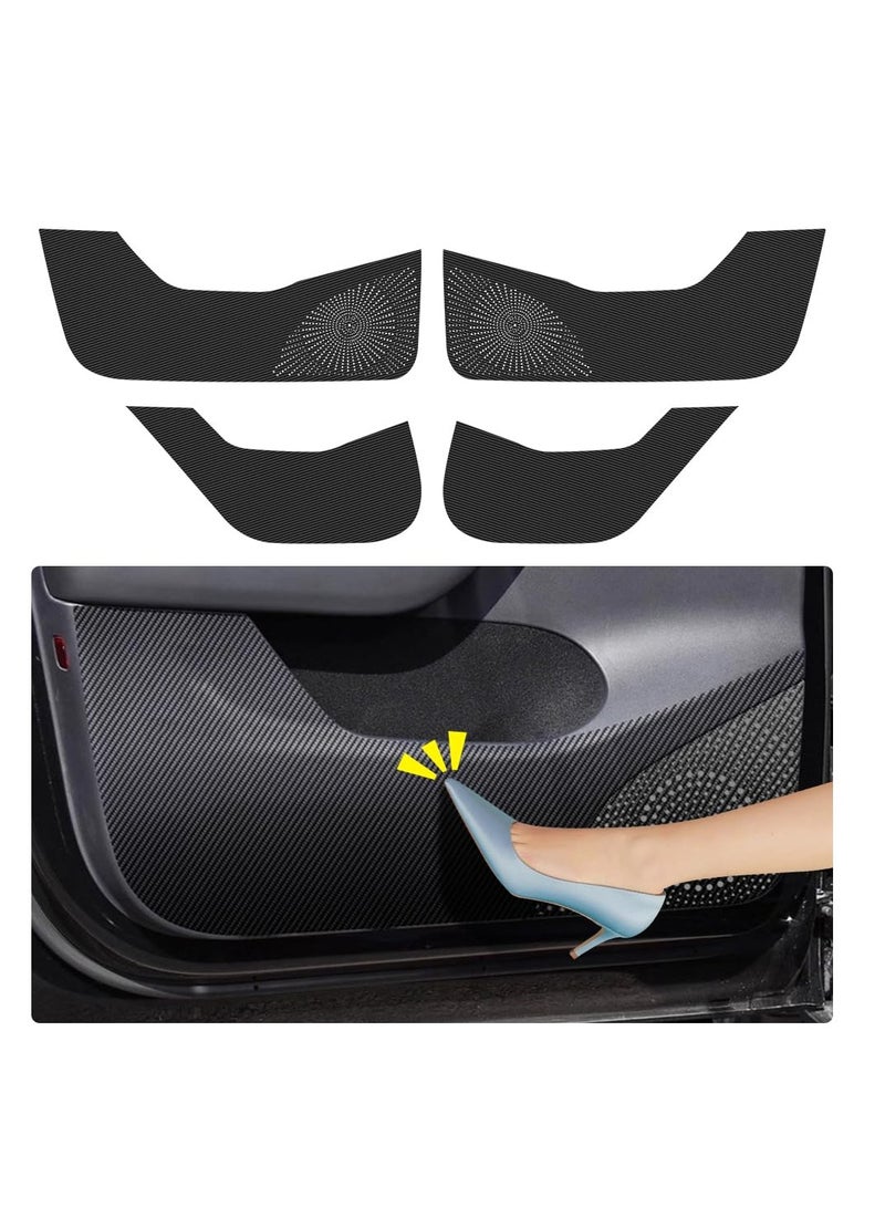KASTWAVE Car Door Anti Kick Pad for Tesla Model Y 2020 2021 2022 2023 2024, Door Protector Mat Anti-Dirty Anti-Collision Carbon Fibre Style Leather Stickers Interior Accessories (Set of 4) (Model-Y) - Image 1