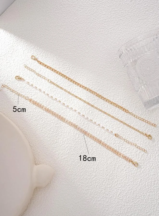 تايك تو Pack of 4 - Gold Tone Link and Pearl Bracelets