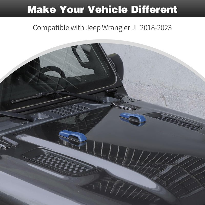 CheroCar JL Engine Hood Hinge Cover Decoration Cover Stickers Rec Exterior Accessories for Jeep Wrangler JL 2018-2025 (Blue) - Image 2