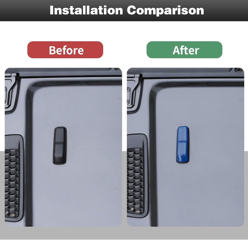 CheroCar JL Engine Hood Hinge Cover Decoration Cover Stickers Rec Exterior Accessories for Jeep Wrangler JL 2018-2025 (Blue) - Image 5