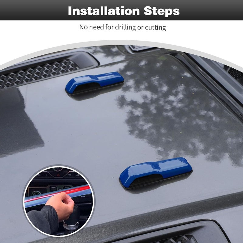 CheroCar JL Engine Hood Hinge Cover Decoration Cover Stickers Rec Exterior Accessories for Jeep Wrangler JL 2018-2025 (Blue) - Image 4