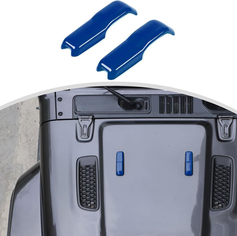 CheroCar JL Engine Hood Hinge Cover Decoration Cover Stickers Rec Exterior Accessories for Jeep Wrangler JL 2018-2025 (Blue) - Image 1