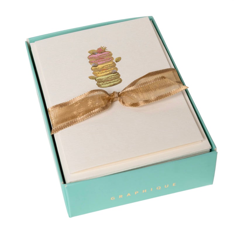 Graphique Macarons Cards | Pack of 10 Cards with Envelopes | Blank Inside | All Occasion Greetings | La Petite Presse Collection | Embossing and Gold Foil Accents | Boxed Set | 3.25" x 4.75" - Image 3