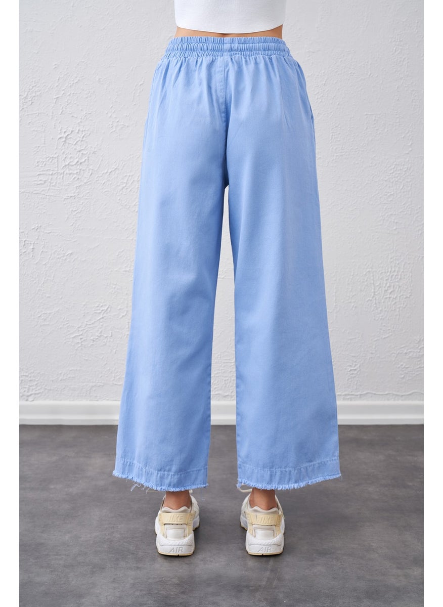 Women's Blue Tie Waist Wide Cropped Stitched Leg Trousers - pzsku/Z3036CE34BD20C183F44FZ/45/_/1739802275/ea7cef6a-2881-49d8-b856-51efa25c2a7d