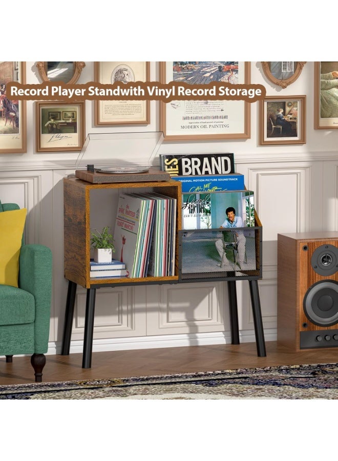 Uptyia Record Player Stand with Storage, 3-Tier Step Vinyl Record Storage Holder up to 200 Albums, Small Vintage Record Player Table, Turntable Stand Recordsfor Living Room, Bedroom - Image 5